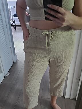 Robert Louis Crinkle Drawstring Beach Pants - Beige